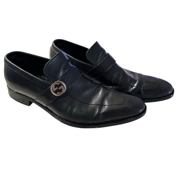 Gucci GG Leather Moccasi Lifford Men's slip on loafers size 10 D 100% authentic